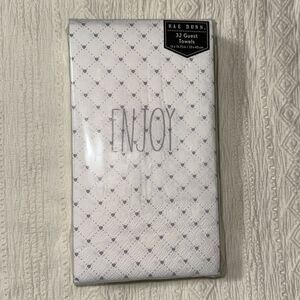 RAE DUNN 32 x 1pk ENJOY Guest Paper Towel Napkins Heart Trellis Lavender Ivory